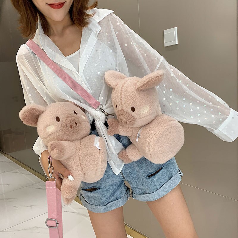 neue Rosa Tasche Frauen Lustige Kleine Tasche Flut Nette Plüsch Schwein bilden Schulter Tasche Les Säcke Des Femmes Bolso Ebene Typ-2-62196-2 Hembra Lindo