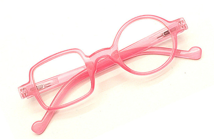 CUBOJUE Transparent Glasses Women Men Ultra-light Non-prescription Eyeglasses Frame One Round One Square Clear Lens: pink