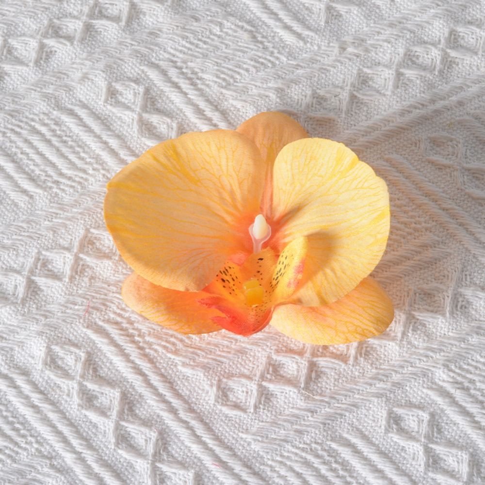 broszka DIY biżuteria zrobienie rękodzieło symulowane kwiat Wykonany ręcznie Akcesoria stroik motyl orchidea kwiat dekoracja spinka do włosów prezent: żółty