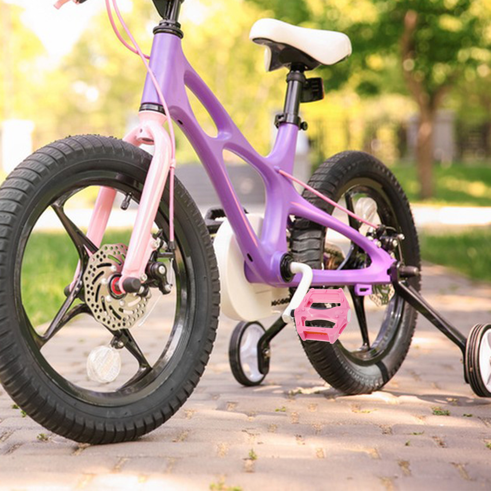 Børnecykelpedaler holdbar plast jern stabil støtte skridsikker kompatibel børn småbørn voksen foldbar pink tilbehør