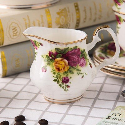 Juego de café de hueso inglés de china, juego de té de la tarde, taza de café antigua Rosa europea, plato, de cumpleaños de boda: B