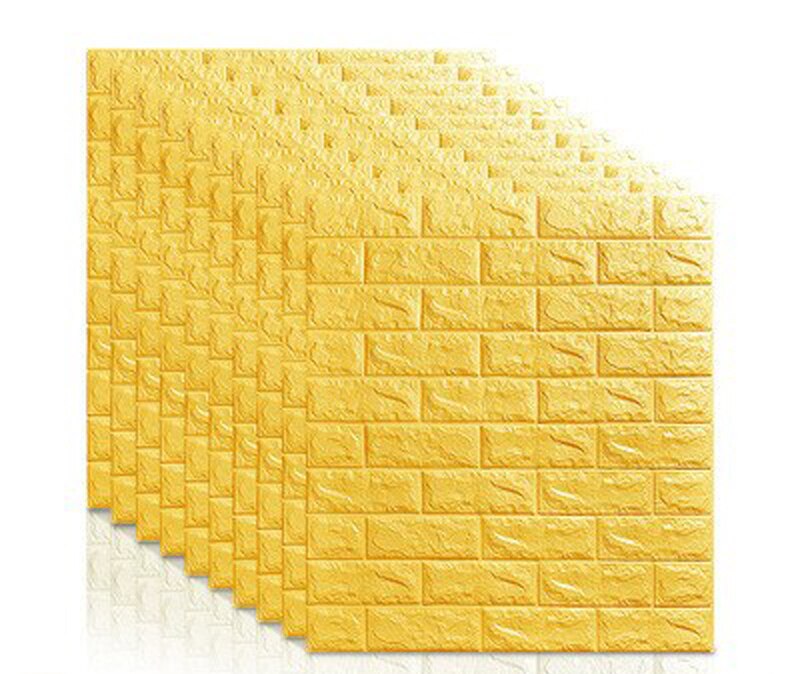 Pegatinas de espuma 3D para pared, de ladrillo, autoadhesivos impermeables para decoración del hogar, habitación de niños, sala de estar: Yellow
