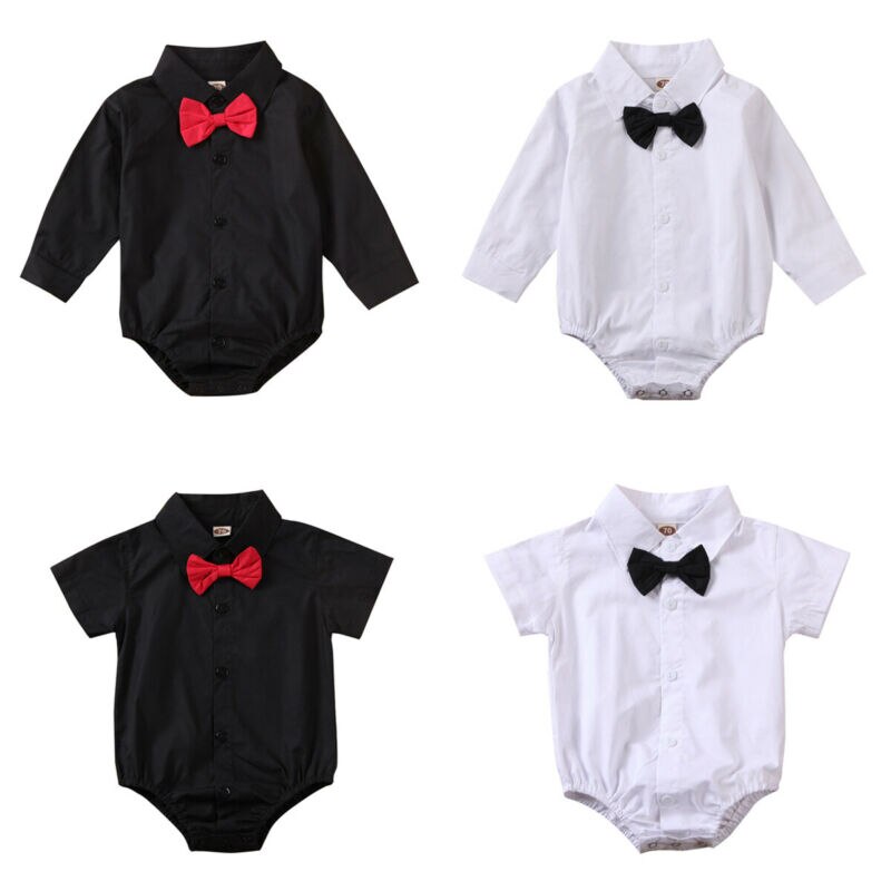 Pasgeboren Baby Jongens Outfits Jumpsuit Zomer Kleding Gentleman Strik Tie Bodysuit Lange Mouwen Kleding