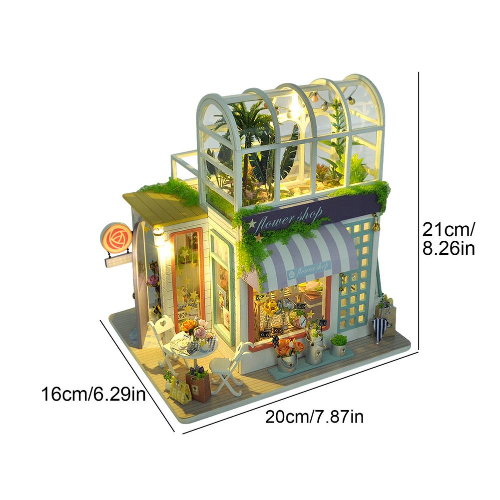 Newborn Baby Miniature Doll House Wooden DIY Miniature Flower House Model with Dust Cover Dollhouse Toys Christmas Decorations