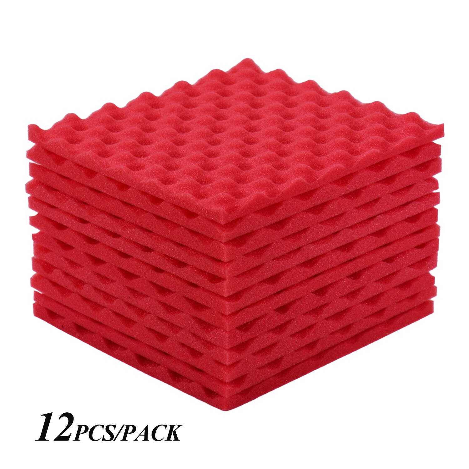 24 -pakks studio akustiske skumplater lydisoleringsskum 30 * 30cm/ 12 * 12in lydisolerende skum lydabsorberende bomull: 12 stk rød