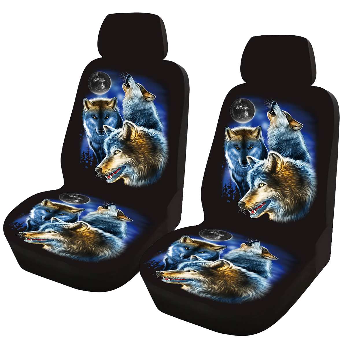 1/7 Pcs Auto Bekleding Universele Auto Front Stoelhoezen 3D Wolf Gedrukt Mesh Spons Kussen Volledige Cover set Interieur Accessoires
