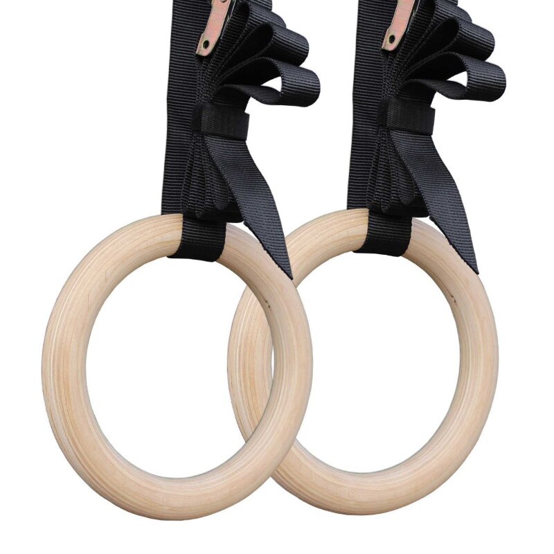 Madera anillo de madera de 32Mm gimnasia Crossfit gimnasio anillo ajustable correas hebillas casa Fitness entrenamiento de fuerza equipo