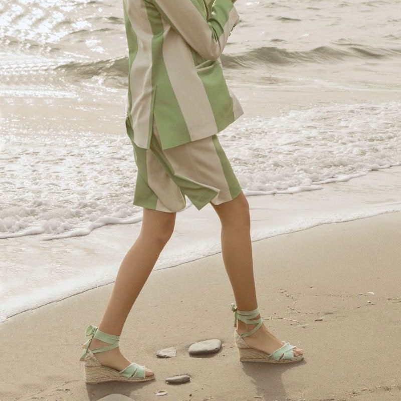 Zomer dames mode sleehak open teen sandalen hoge hak espadrille sandalen rok schoenen sleehak sleehakken