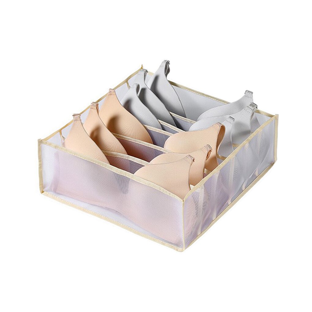 Underwear Storage Box Grids Nylon Mesh Socks Organizer Foldable Household Clothes Container for Drawer Wardrobe Storage Box: 6 Grids