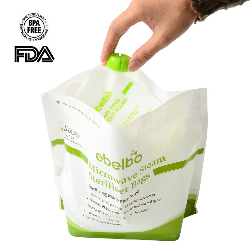 5 stuks ziplock stoomzakken magnetron stoom snel reinigen babyflessen fopspenen bijtringen sterilisatiezakken