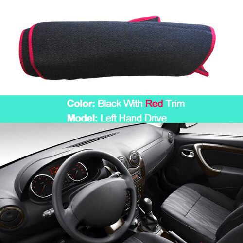2 Layers Car Inner Dashboard Cover Capet Cape For Dacia Duster Dashmat Sunshade Pad Cover Carpet Dash Mat Cushion: Red