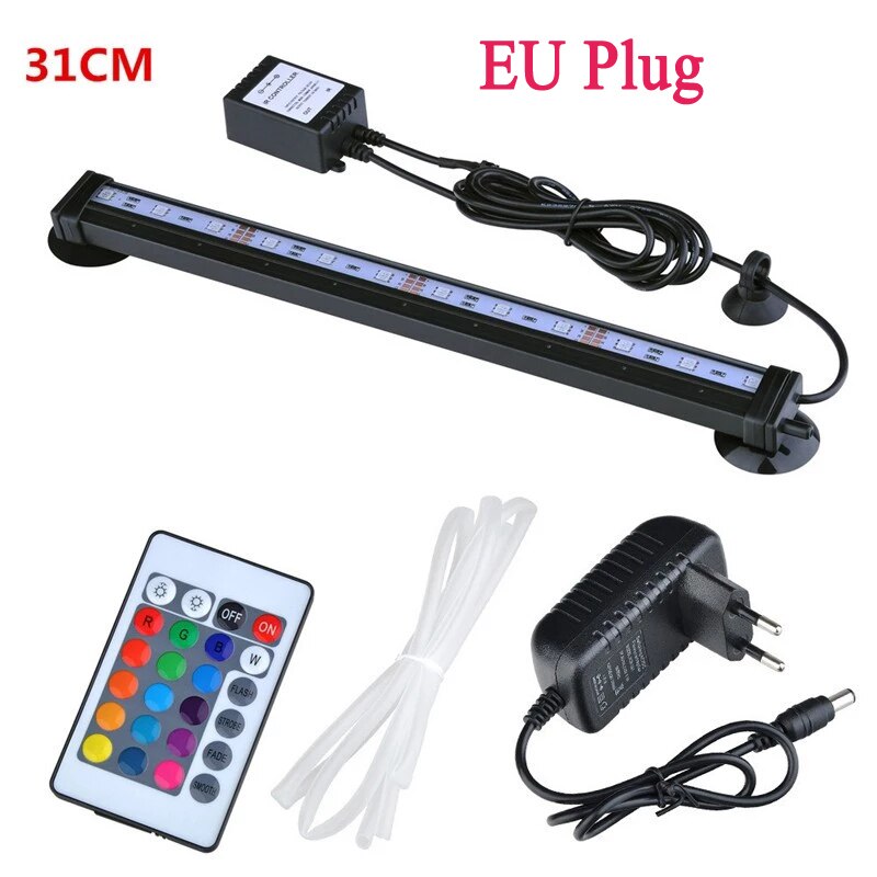 LED Air Bubble Light Aquarium Lamp Underwater Submersible Fish Tank Light Color Changing Making Oxygen Aeration tools: 31cm EU plug
