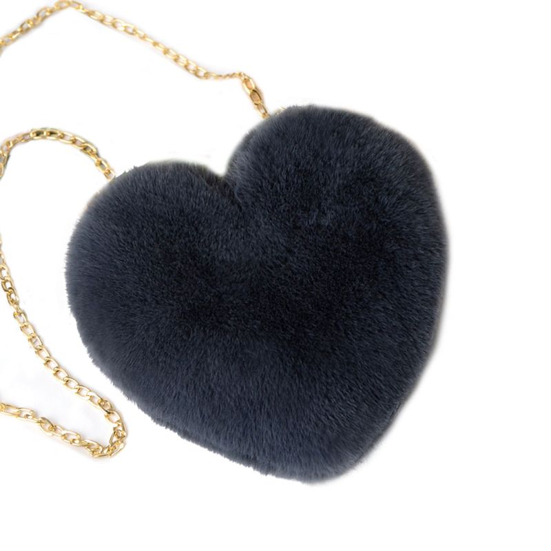 Super Cute Heart Hairy Mini Shoulder Bags Furry Plush Messenger Bags Small Purse Cross Body Handbag for Women Girls: 4