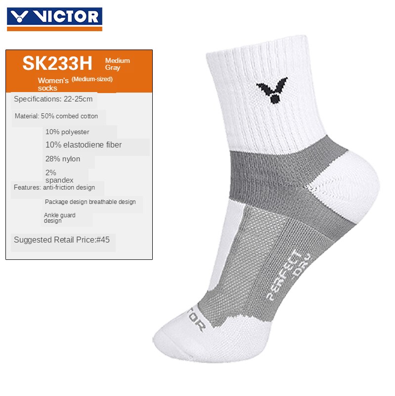 3 Paar Sokken Vrouwelijke Victor Badminton Sokken Vrouwen Sport Sok Verdikte Handdoek Bodem Te Absorberen Zweet En Ventileren SK225: SK233H