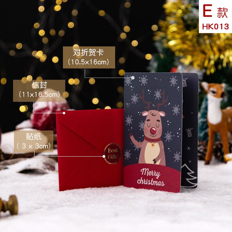 Tarjeta de felicitación Pop-UP 3D de Papá Noel, muñeco de nieve, Merry Christmas árbol, con sobre para fiestas, de invitaciones, tarjeta de Año: Style E