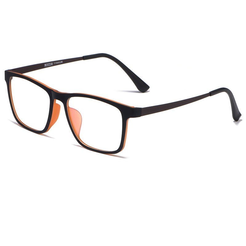 YIMARUILI, monturas de gafas ultraligeras a la para hombre, gafas cuadradas cómodas de titanio puro con prescripción óptica, gafas grandes HR3068: Dark Brown