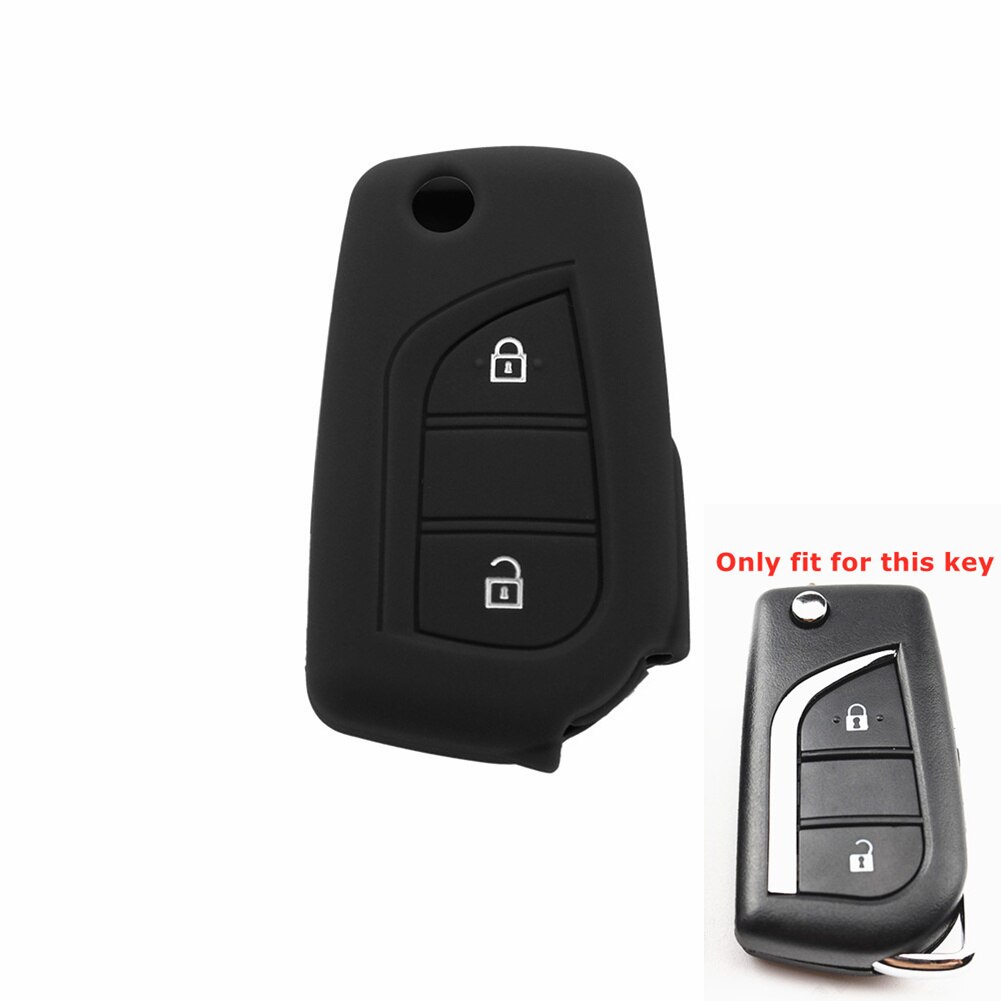 Silikone bil nøgle cover fjernbetjening nøgle skal holder til toyota yaris highlander camry rav 4 aygo til peugeot 108 til citroen  c1: Sort