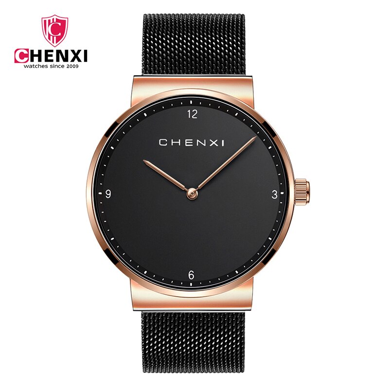 CHENXI relojes de mujer moda couple montre-bracelet minimaliste montre-bracelet pour hommes relogio feminino femmes montres à quartz hodinky: Man black