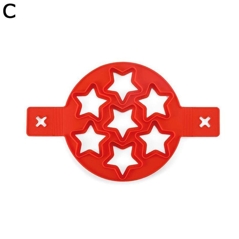 Eierpannenkoekenvorm meerdere vormen siliconen eieren koken antiaanbak keuken eierringvorm omeletvorm gadget gereedschap  h5 s 6: Rode stervorm