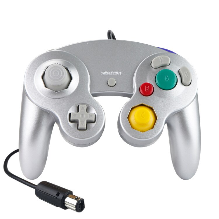 Controlador de jogo com fio para ngc gamepad joystick para cubo de jogo para nintendo clássico gamepad nostálgico para função de vibração ngc: silver