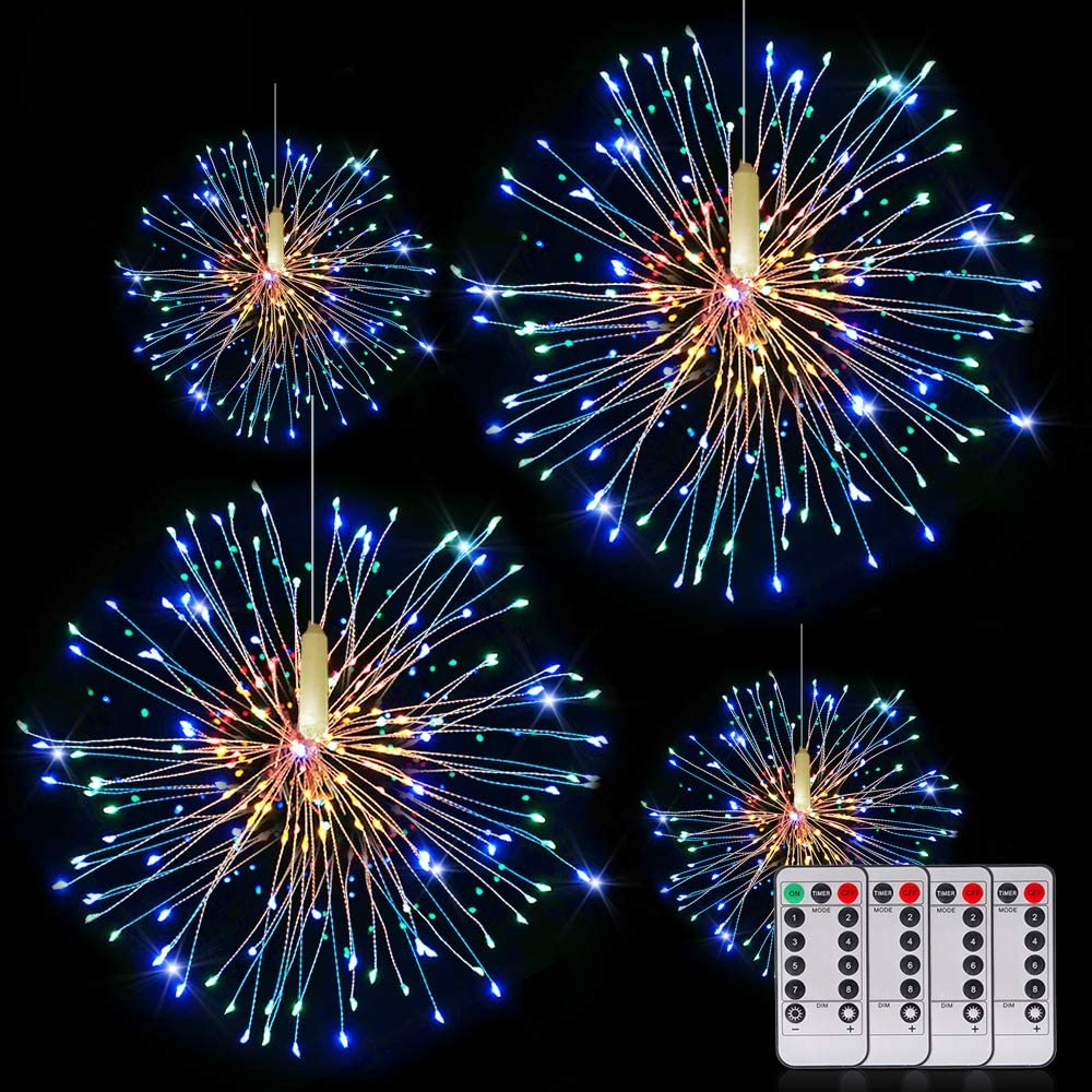 Firework Lights 200 LED Starburst Lights Battery-powered Fairy Lights Hanging Christmas Lights Party Terrace Bedroom Decoration
