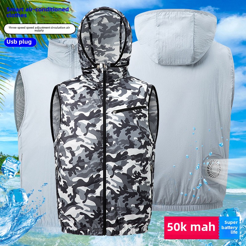 Kühlende weste mit tragbarem Ventilator, ärmellose weste mit klimaanlage und usb-anschluss, 8 stunden kühlung für arbeiten bei hohen temperaturen, fahrradjacke