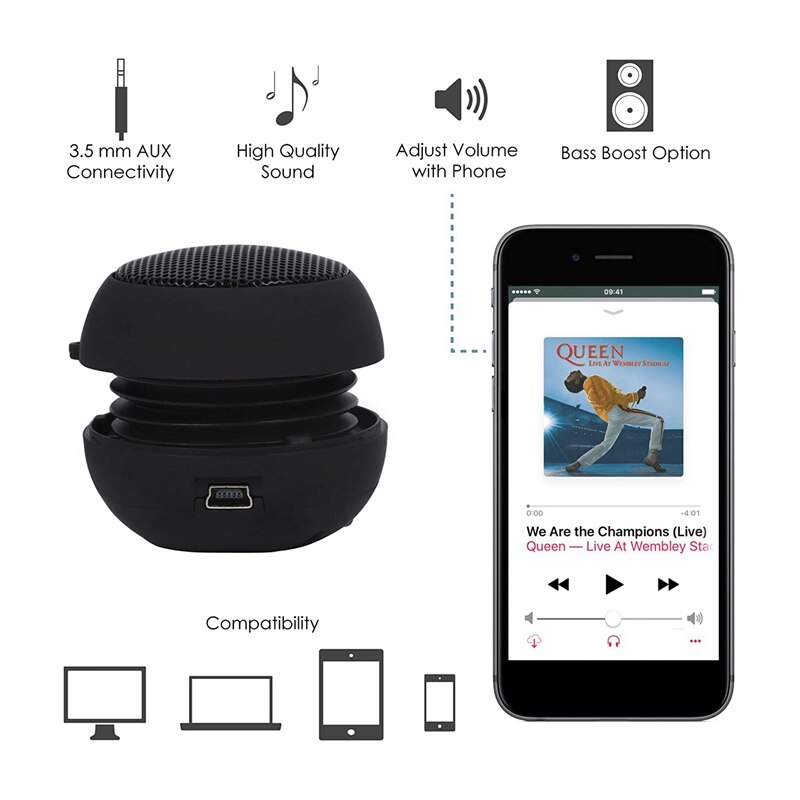 Mini Speaker Draagbare Oplaadbare Speaker Met Aux Input Bedrade 3.5Mm Koptelefoonaansluiting