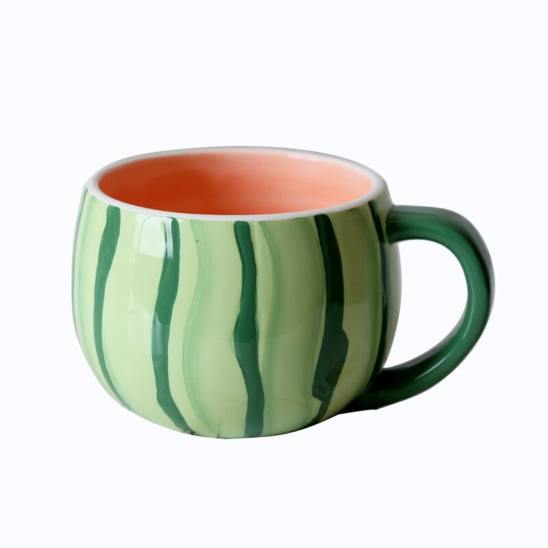 530ml vandmelon keramik krus med ske speciel skår kop kop krus hjemmekontor fancy til tedrikker