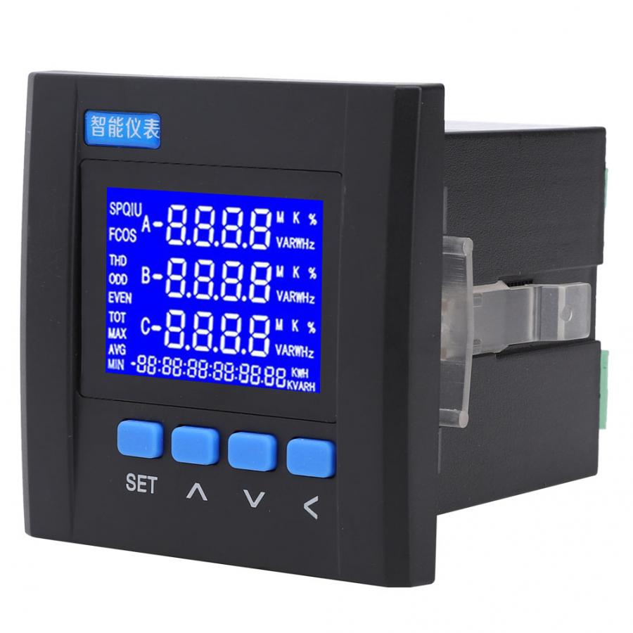 Wattmeter YG889E-3SY Multifunction 3-Phase Digital LCD Electric Current Voltage Power Energy Meter 220V