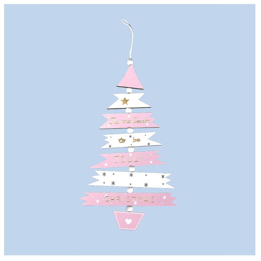 Santa Claus Year Natural Wood Christmas Door Tree Ornaments Pendant Hanging Xmas Decor Home Party Decorations: Light Green