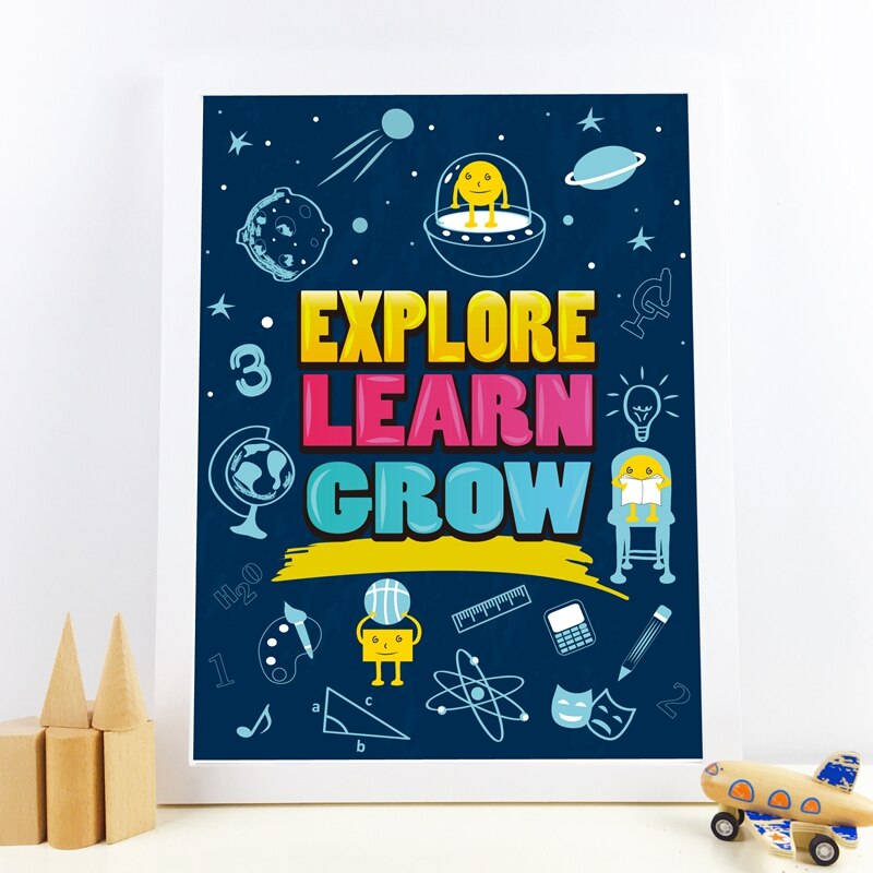 Engels Ruimte Alfabet Prints Kids Educatief Poster Jongens Wall Art Zonnestelsel Astronaut Retro Poster Kraftpapier