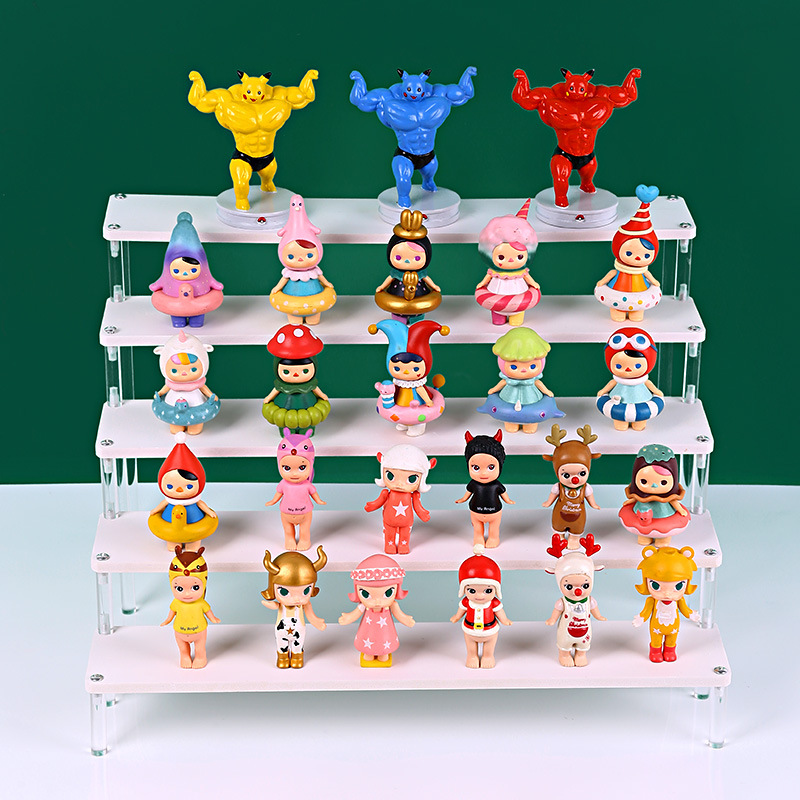 2-5 Tier Acrylic Blind Box Storage Shelf Chevron Steps Toys, Models Display Stand Cosmetics, Skin Care Products Decorative Table