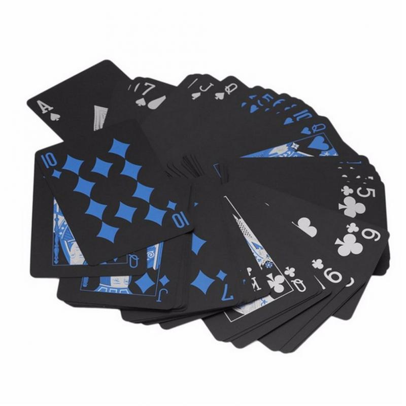 54Pcs Waterdichte Pvc Pure Black Magic Box-Verpakt Plastic Speelkaarten Set Dek Poker Klassieke Goocheltrucs tool Games