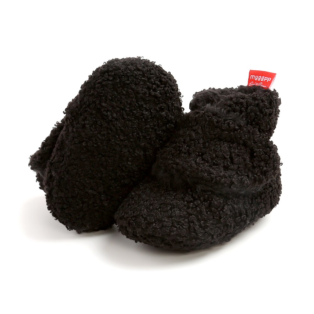 0-18m zachte fleece slofjes, unisex babyslofjes, babyschoentjes met antislip onderkant voor jongens en meisjes: Zwart / 13-18 maanden