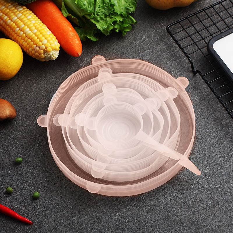 WORTHBUY, 6 uds./tapas universales de silicona para utensilios de cocina, juego de cuencos de comida, cubierta de silicona, olla, tapas para cocina elásticas reutilizables, accesorios