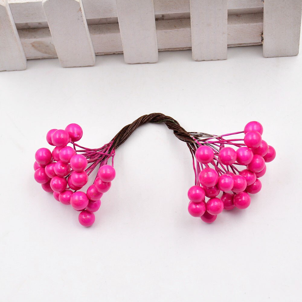 Fleurs artificielles Double tête 9 baies 25 pièces/lot | Décor de fête mariage, décoration artisanale pour bricolage, Scrapbooking: Rose Red