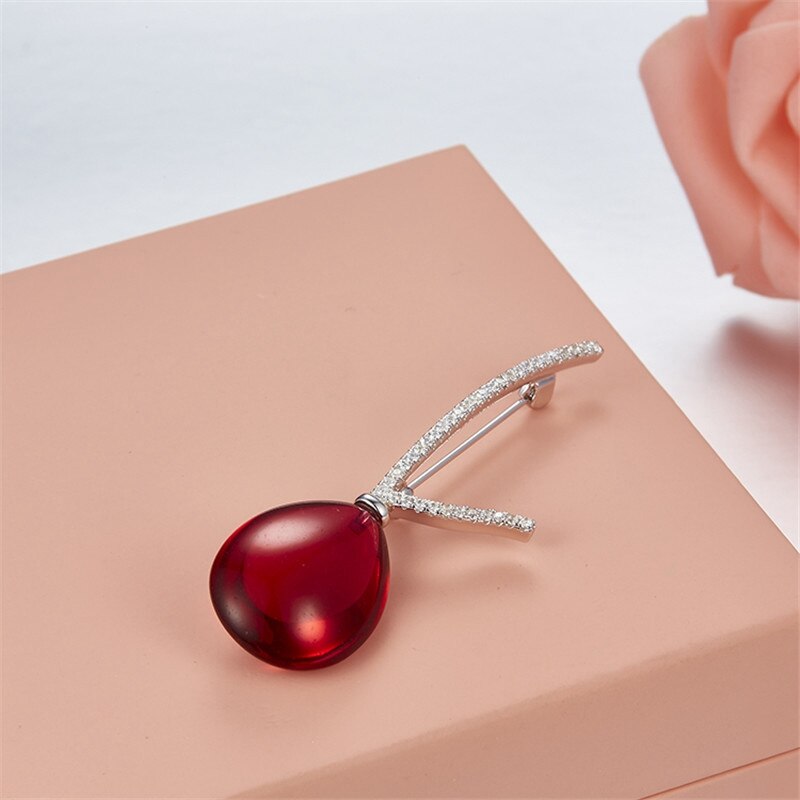 925 Sterling Zilveren Kubieke Zirkoon Rode Ballon Broche Voor Dame Gouden Broche Pin Elegante Vrouwen Bruiloft Broche Sieraden