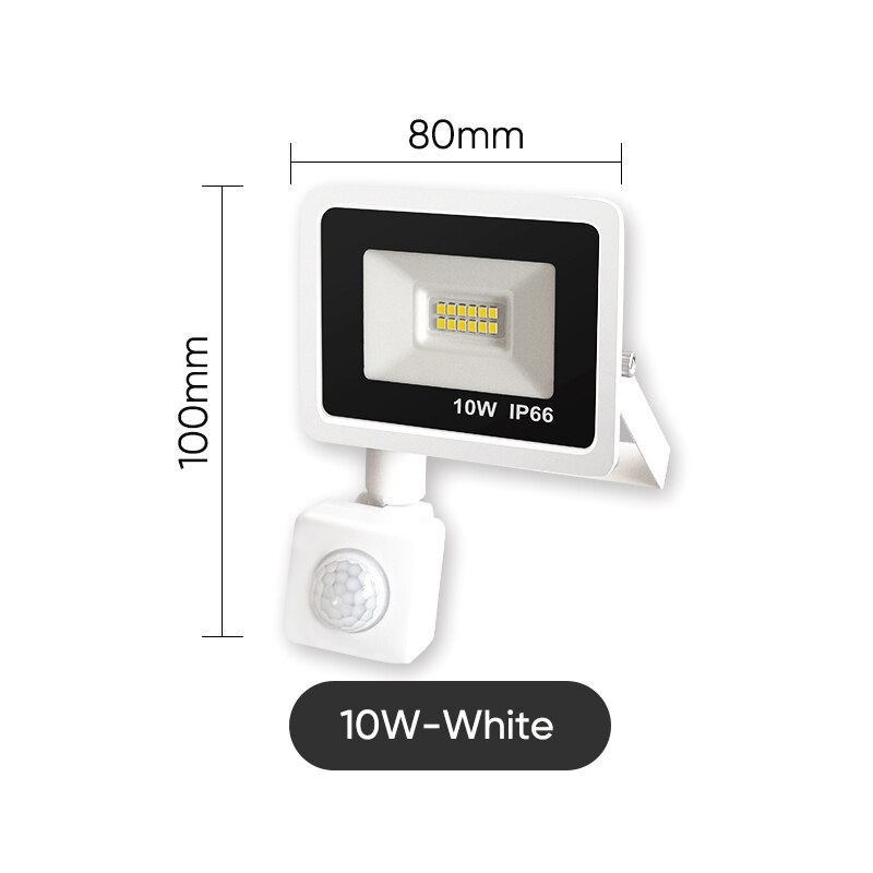 LED Floodlight RIP Motion Sensor IP66 Outdoor Waterproof 10W 20W 30W 50W 100W Garden Landscape Spotlight Gateway Wall Light: White 10W / Cool White(5500-7000K)