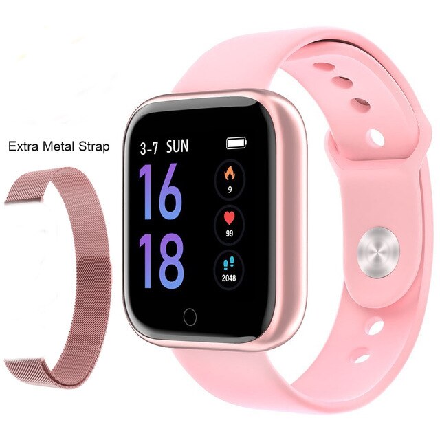 T80 montre intelligente femmes hommes sport Ip68 étanche activité Fitness Tracker fréquence cardiaque bord Smartwatch pour Android iOS B57: Extra Gold Strap
