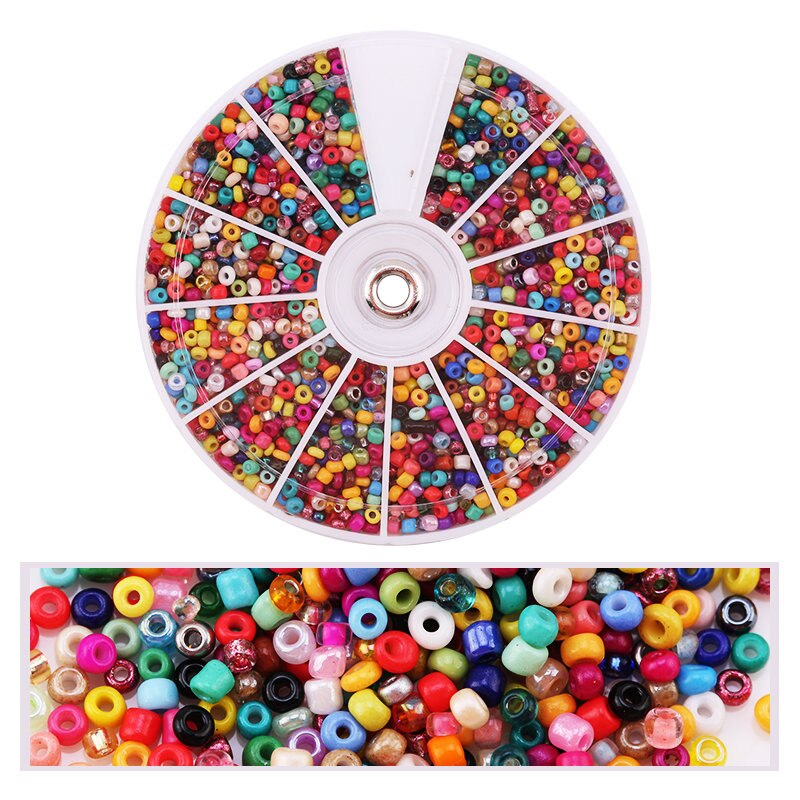 2000pcs/Lot 12Grids Glass Seed Beads Set Charms Jewelry Beads For Bracelet Necklace Earrings Handmade Craft DIY Jewelry Making: Gold-color