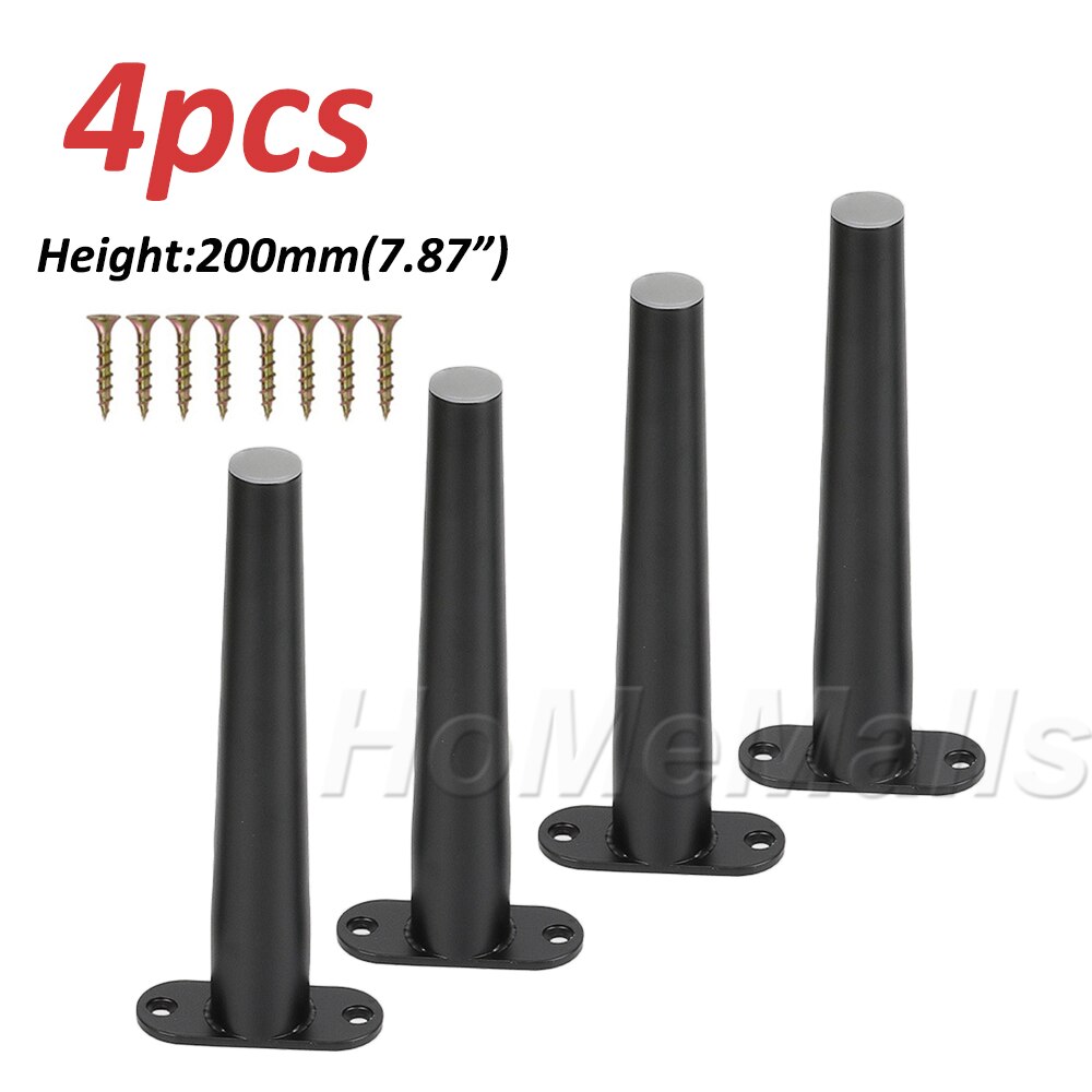 1/4pcs Heavy Duty Metal Furniture Legs As Replacement for Sofa Office Couch Cabinet TV Stand Legs Black or Gold Furniture Feet: 4pcs Black 200mm