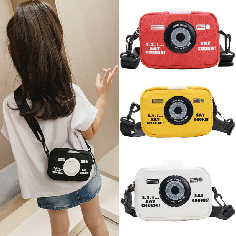 Girls Canvas Camera Bag Shoulder Bags Messenger Crossbody Handbag Kids girls mini Coin Purse 4 colors