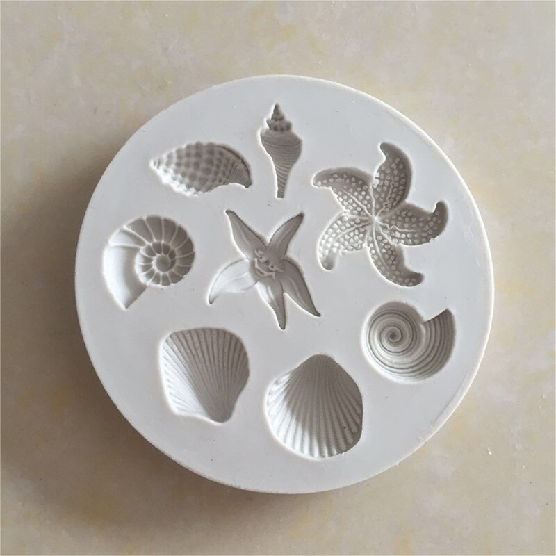 TPXCKz Birthday Cake Mold DIY Ocean Conch Sea Shells Silicone Chocolate Stencil Making Frame Decor Baking Template Jewelry Tools