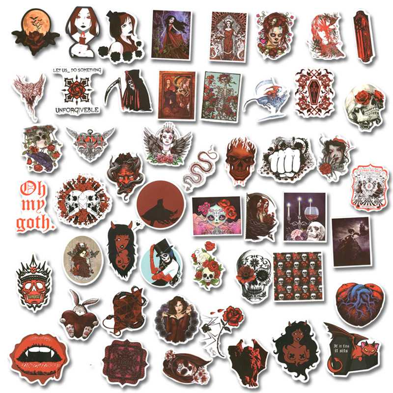 50 Griezelige Zwarte Katten Stickers – Cartoon, Halloween-thema – Voor Laptop, Telefoon, Doos, Bureau, Planners – Waterdicht, Vinyl