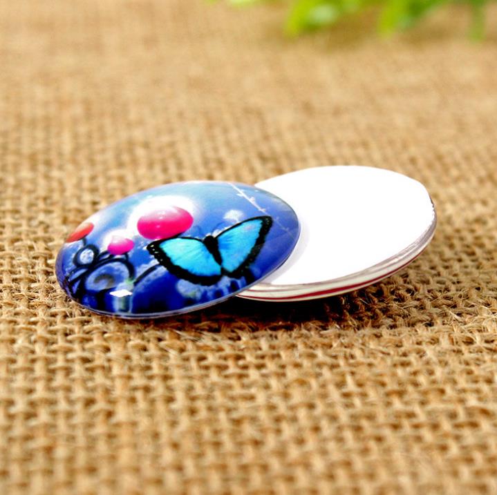 Self-adhesive Diy Beautiful Butterfly Glass Mosaic Printed Flat Glass Half Round/Dome Cabochons for DIY Jewelry Making