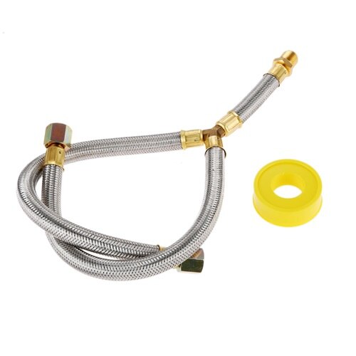 Propan Grill Y-Splitter Verlängerung Adapter Geflochtene Schlauch Länge 15 mit 3/8 aufflackern Verbindung