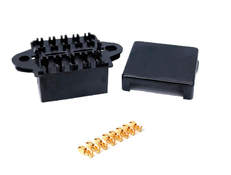 10 Way double row Blade Fuse Box Holder with terminal and fuse For Car Boat Trike 12V 24V Car Fuse Box