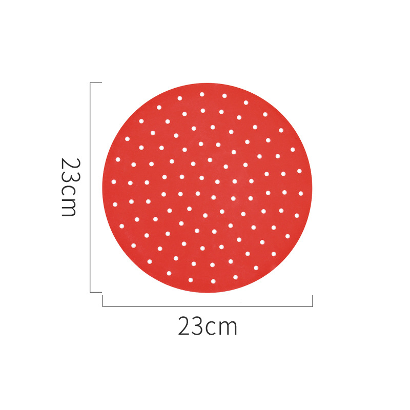 Air Friteuse Liner Air Friteuse Mat Food Grade Non-stick Siliconen Friteuse Mand Voor 7.5 ~ 8-Inch air Friteuses Steamers Mat Keuken Gadgets: 9 in Red round