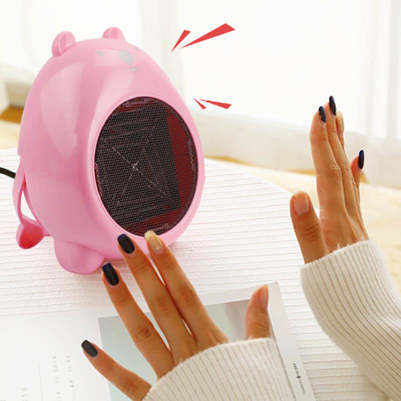Mini ventilador calefactor eléctrico de bolsillo con dibujos animados para el hogar, calentador rápido de escritorio para invierno, pequeño