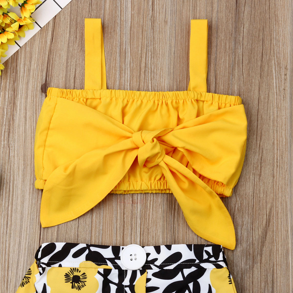Pudcoco Zomer Peuter Baby Meisje Kleding Effen Kleur Strik Sling Crop Tops Bloemenprint Korte Rok 2 Stuks Outfits Sunsuit